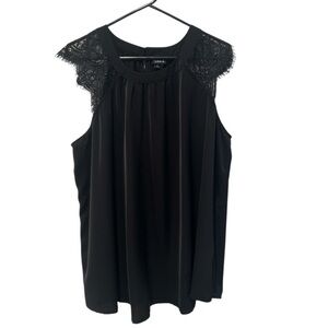 Torrid Studio Crepe De Chine Lace Trim Blouse black size 2